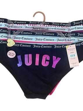 Juicy Couture Black Bikini Briefs with Pink and Purple 'JUICY' Logo